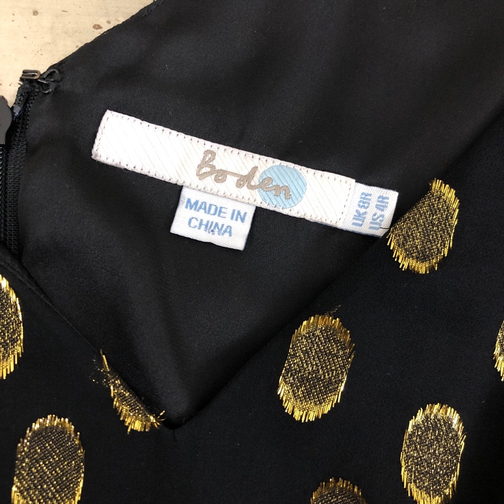 Boden Dolores Silk Velvet Gold Polka Dot Dress - Picture 8 of 8